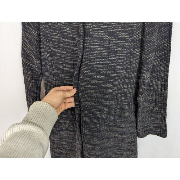 EILEEN FISHER PS Long Jacket Blazer Textured Knit Cotton Snap Button Up Classic - Picture 6 of 14